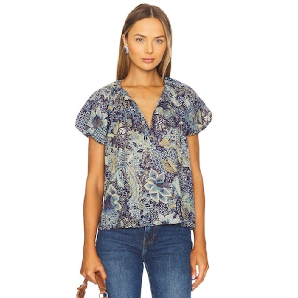 Ulla Johnson Issa Batik Print Top in Portofino 00